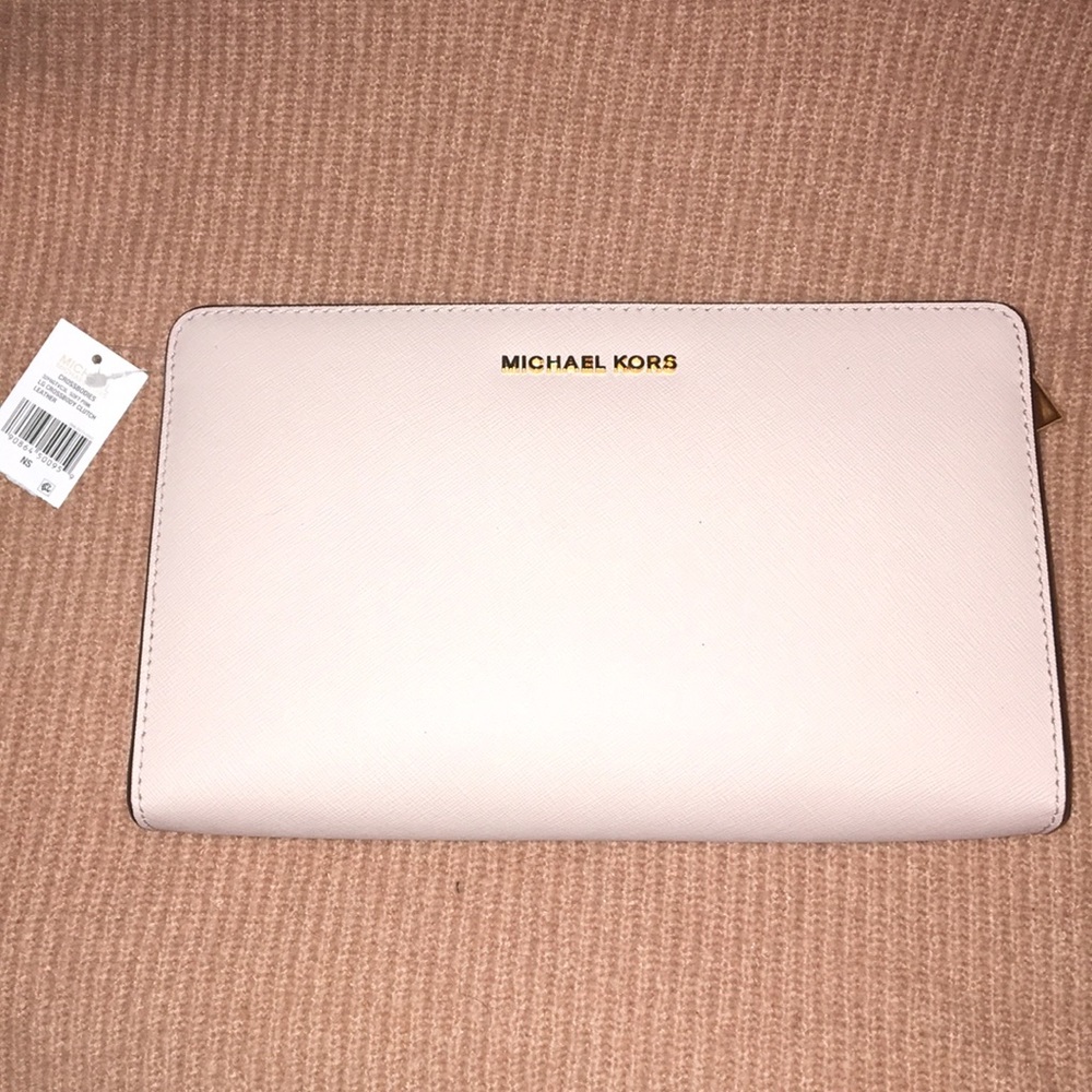 NWT Michael Kors Blush Gold Crossbody Clutch Purse
